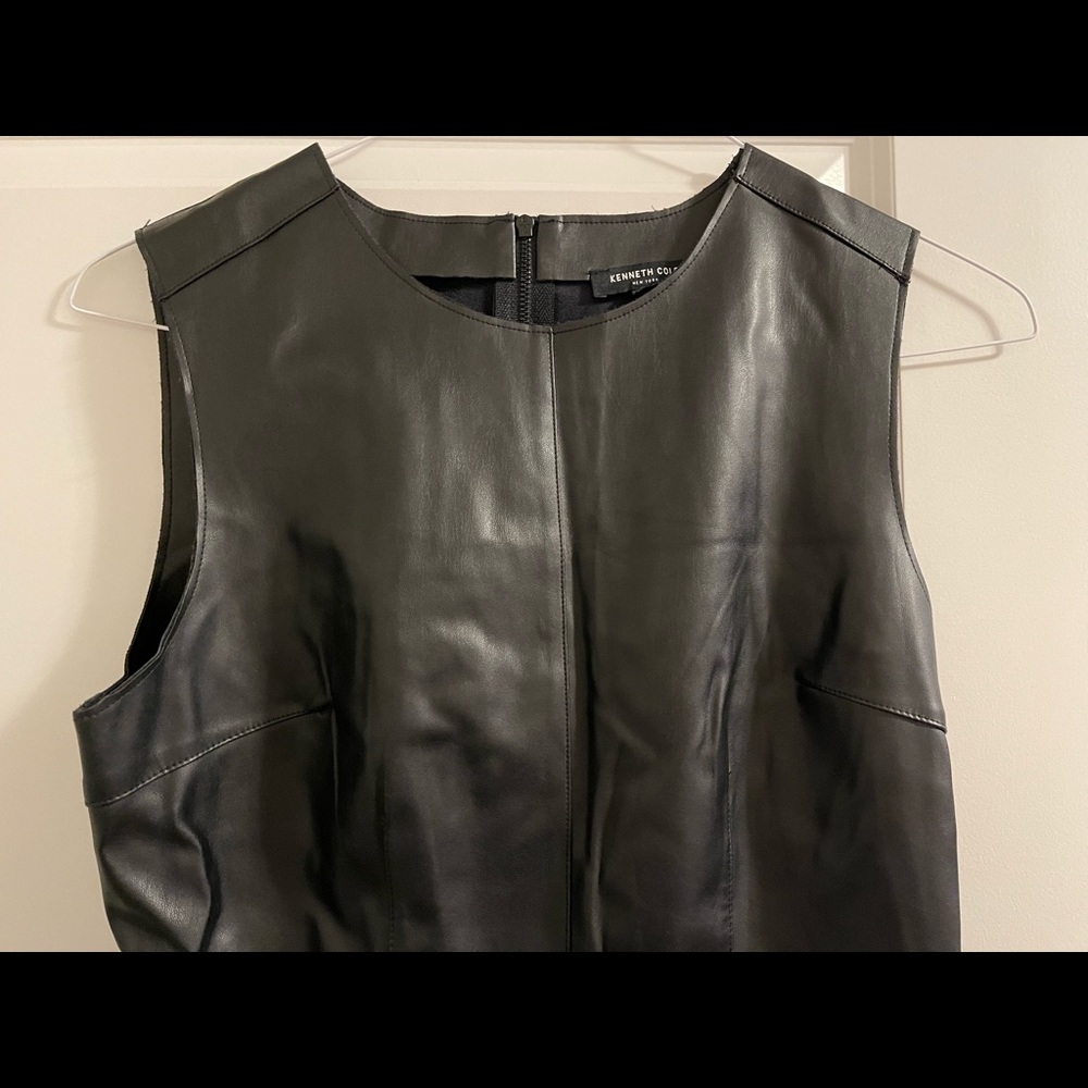 Kenneth Cole New York Sleeveless Faux Leather Sheath Dress